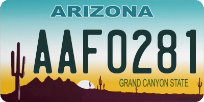 AZ license plate AAF0281