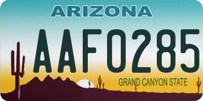 AZ license plate AAF0285