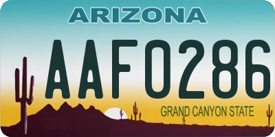 AZ license plate AAF0286