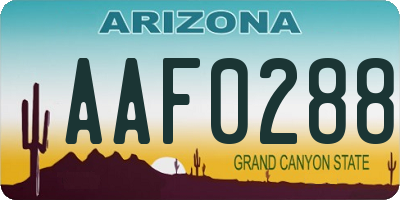 AZ license plate AAF0288