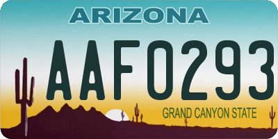 AZ license plate AAF0293