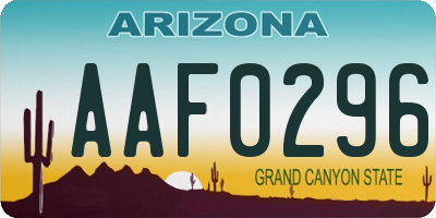 AZ license plate AAF0296