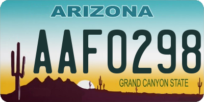 AZ license plate AAF0298