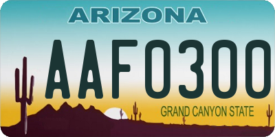 AZ license plate AAF0300