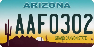 AZ license plate AAF0302