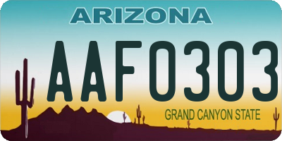 AZ license plate AAF0303