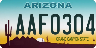 AZ license plate AAF0304