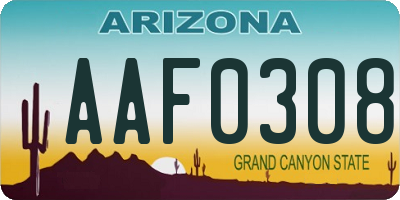 AZ license plate AAF0308