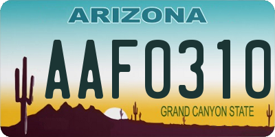 AZ license plate AAF0310