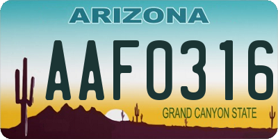 AZ license plate AAF0316