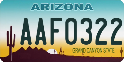 AZ license plate AAF0322