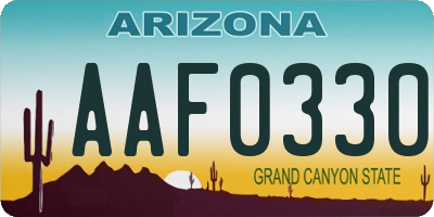 AZ license plate AAF0330