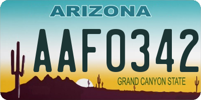 AZ license plate AAF0342