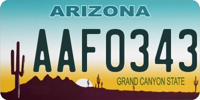 AZ license plate AAF0343