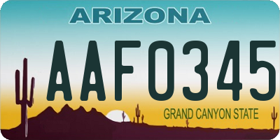 AZ license plate AAF0345