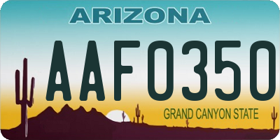AZ license plate AAF0350