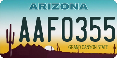 AZ license plate AAF0355