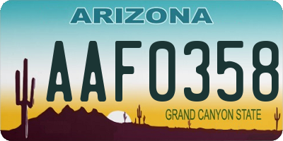 AZ license plate AAF0358