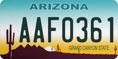 AZ license plate AAF0361