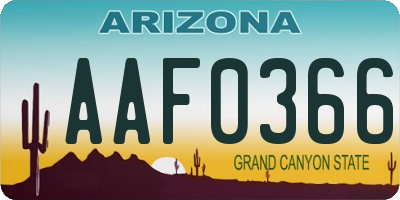 AZ license plate AAF0366
