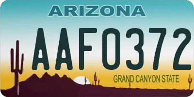 AZ license plate AAF0372