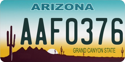 AZ license plate AAF0376