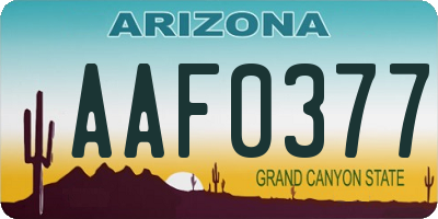 AZ license plate AAF0377