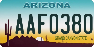 AZ license plate AAF0380