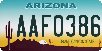 AZ license plate AAF0386