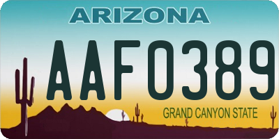 AZ license plate AAF0389