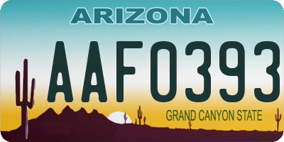 AZ license plate AAF0393