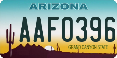 AZ license plate AAF0396