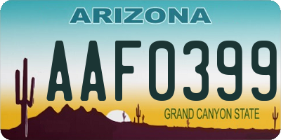 AZ license plate AAF0399