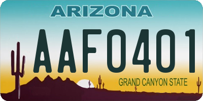 AZ license plate AAF0401