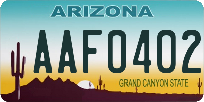 AZ license plate AAF0402