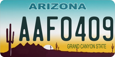 AZ license plate AAF0409