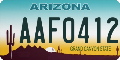 AZ license plate AAF0412