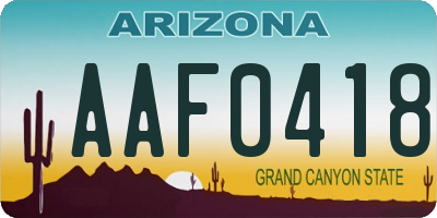 AZ license plate AAF0418