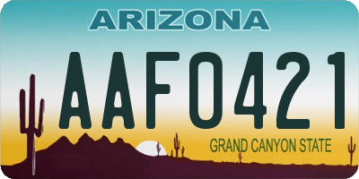 AZ license plate AAF0421