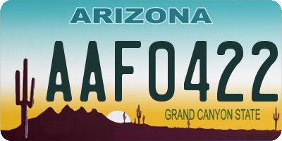 AZ license plate AAF0422