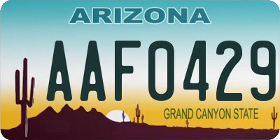 AZ license plate AAF0429