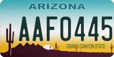 AZ license plate AAF0445