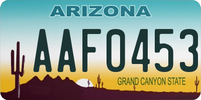 AZ license plate AAF0453