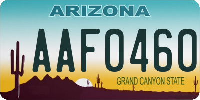 AZ license plate AAF0460