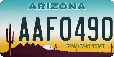 AZ license plate AAF0490