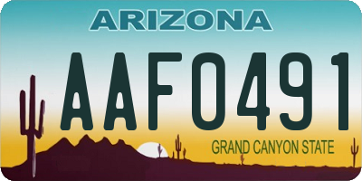 AZ license plate AAF0491