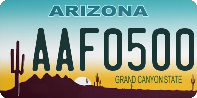 AZ license plate AAF0500