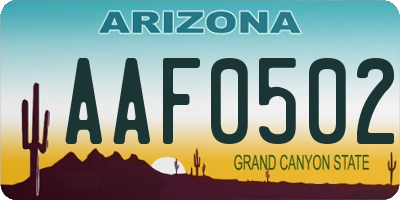 AZ license plate AAF0502