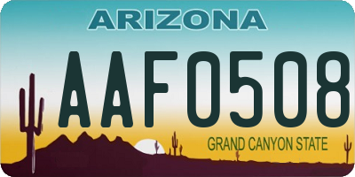 AZ license plate AAF0508
