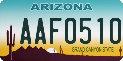 AZ license plate AAF0510
